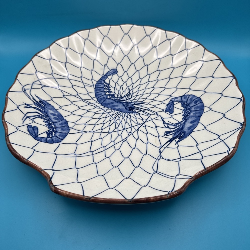 Vintage 60s Seafood Serving Platter Plate Shell Shaped Midcentury Japan Coastal